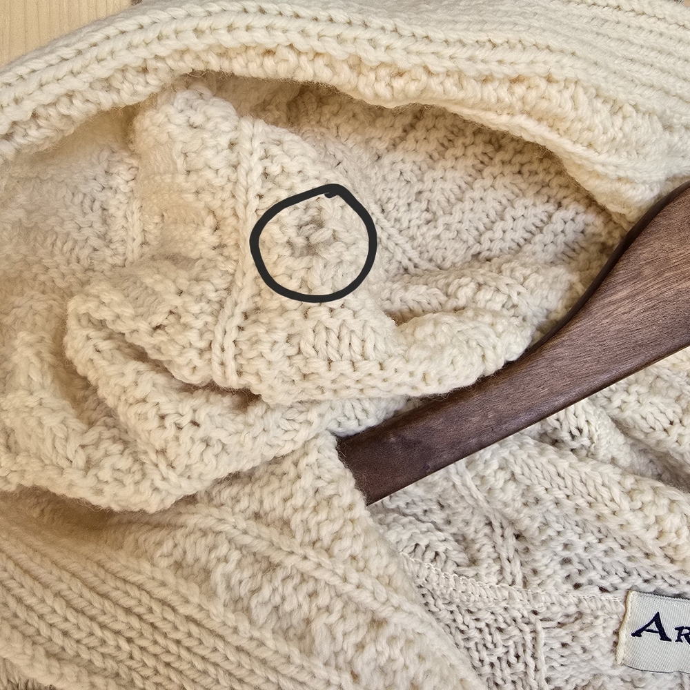 Aran Mor Ireland Cable Knit Cardigan Sweater Merino Wool Cream Womens Large - Picture 14 of 16